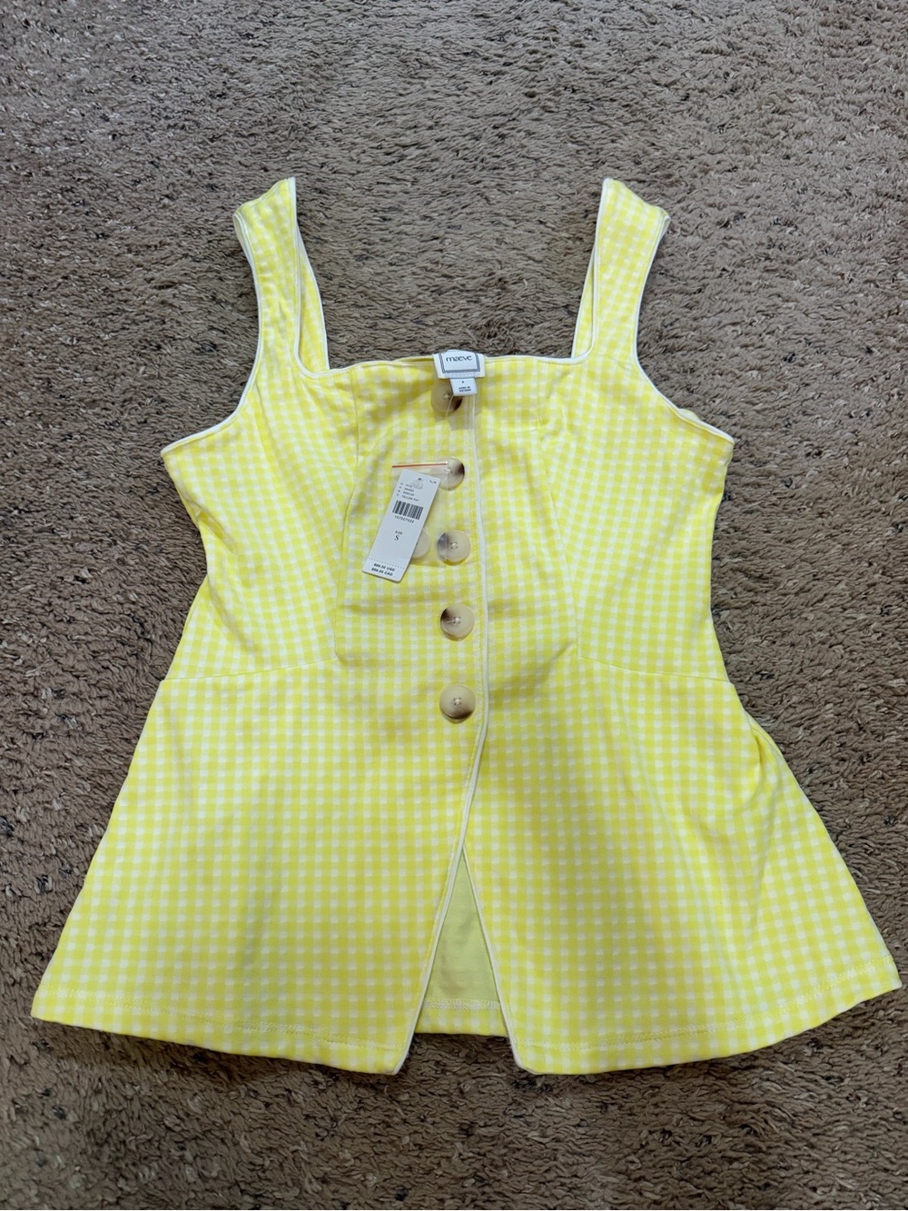 Maeve Yellow Gingham Button-Front Camisole